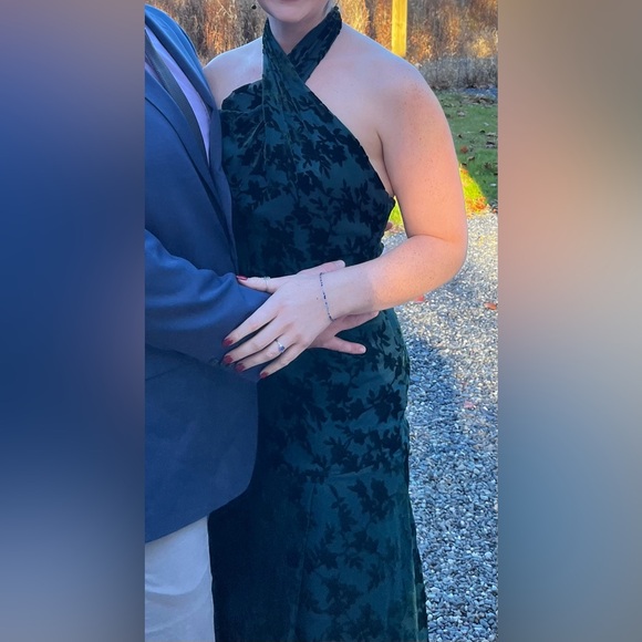 Revelry Emerald Green Athena Floral Burnout Velvet Gown - Picture 7 of 8